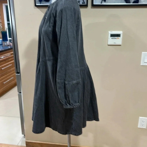 Time and Tru Women's Button Front Denim Mini Dress with Long Sleeves,A3 - Picture 6 of 13